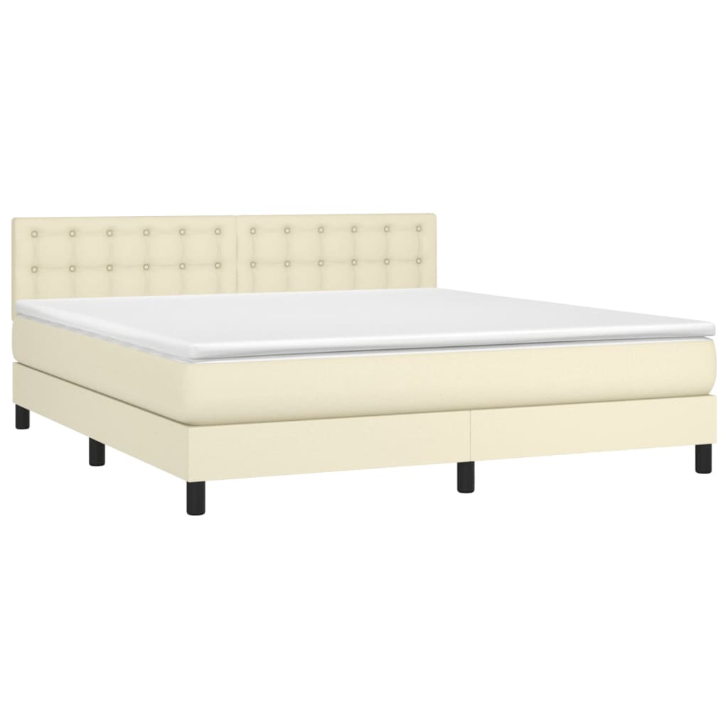 Boxspring met matras kunstleer crèmekleurig 180x200 cm is nu te koop bij PeponiXL, paradijselijk wonen!