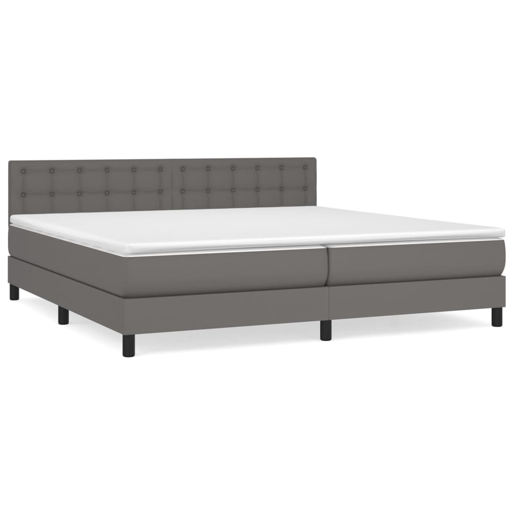 Boxspring met matras kunstleer grijs 200x200 cm is nu te koop bij PeponiXL, paradijselijk wonen!