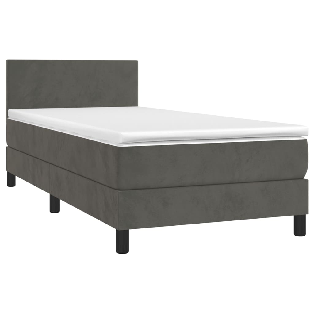 Boxspring met matras fluweel donkergrijs 80x200 cm is nu te koop bij PeponiXL, paradijselijk wonen!