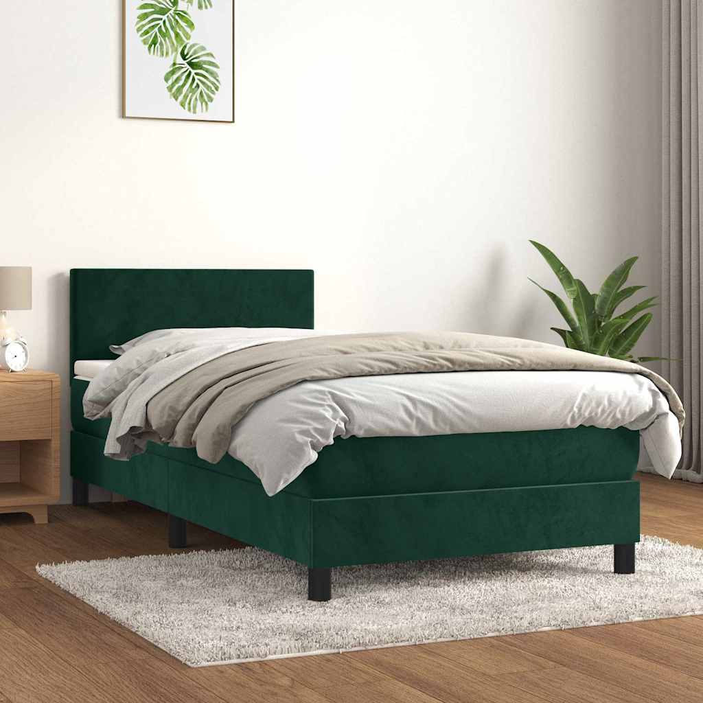 Boxspring met matras fluweel donkergroen 80x200 cm is nu te koop bij PeponiXL, paradijselijk wonen!