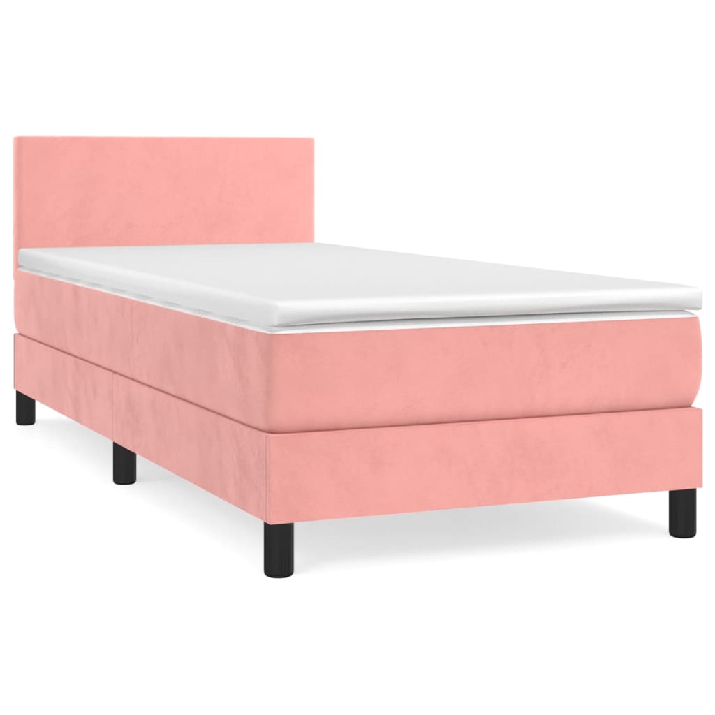 Boxspring met matras fluweel roze 80x200 cm is nu te koop bij PeponiXL, paradijselijk wonen!