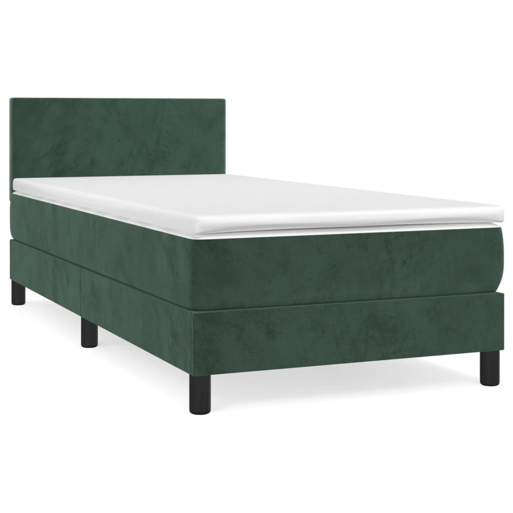 Boxspring met matras fluweel donkergroen 90x190 cm is nu te koop bij PeponiXL, paradijselijk wonen!