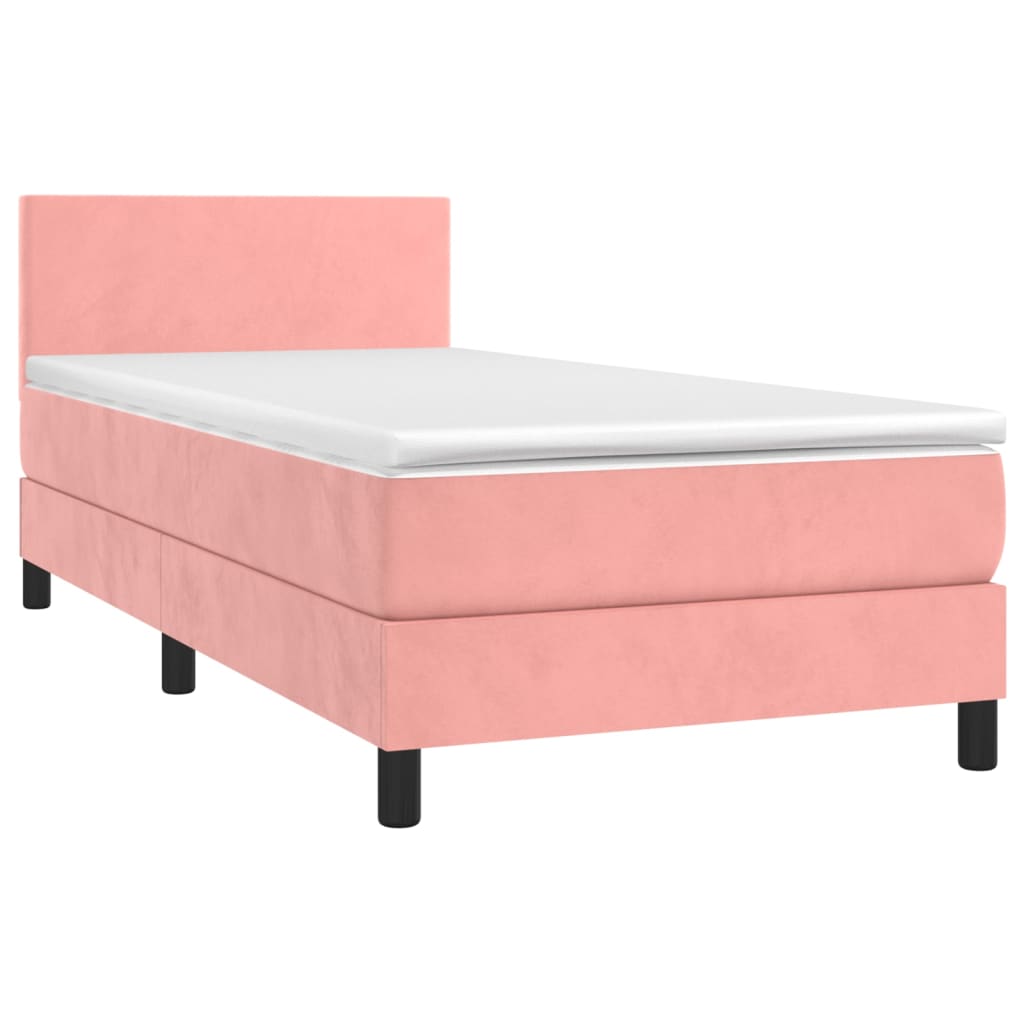 Boxspring met matras fluweel roze 90x190 cm is nu te koop bij PeponiXL, paradijselijk wonen!
