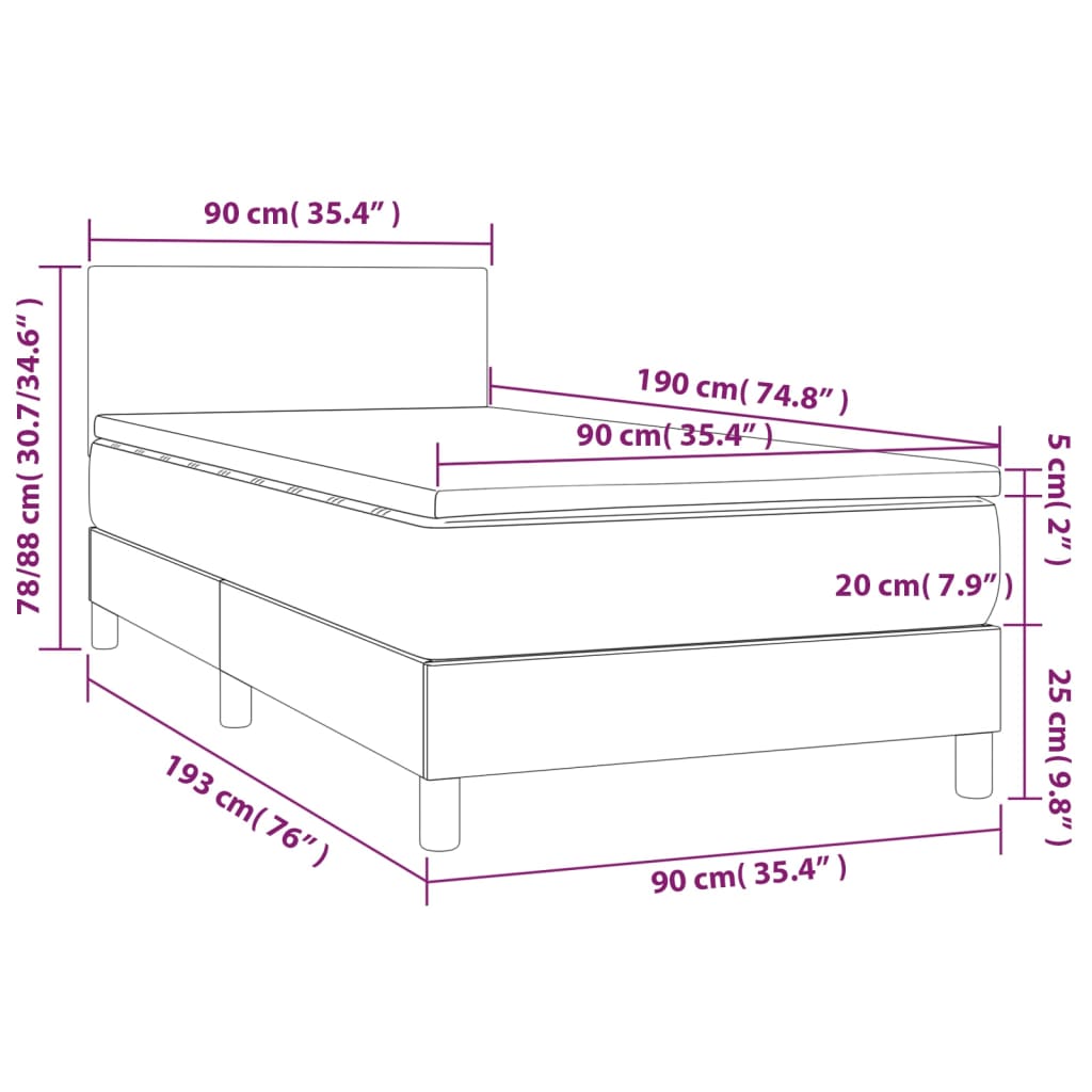 Boxspring met matras fluweel roze 90x190 cm is nu te koop bij PeponiXL, paradijselijk wonen!