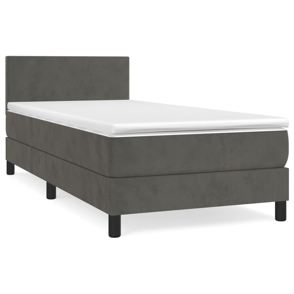 Boxspring met matras fluweel donkergrijs 100x200 cm is nu te koop bij PeponiXL, paradijselijk wonen!