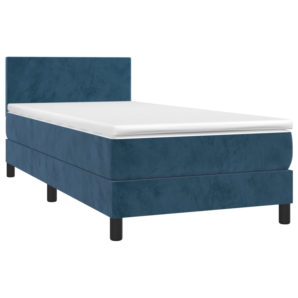 Boxspring met matras fluweel donkerblauw 100x200 cm is nu te koop bij PeponiXL, paradijselijk wonen!