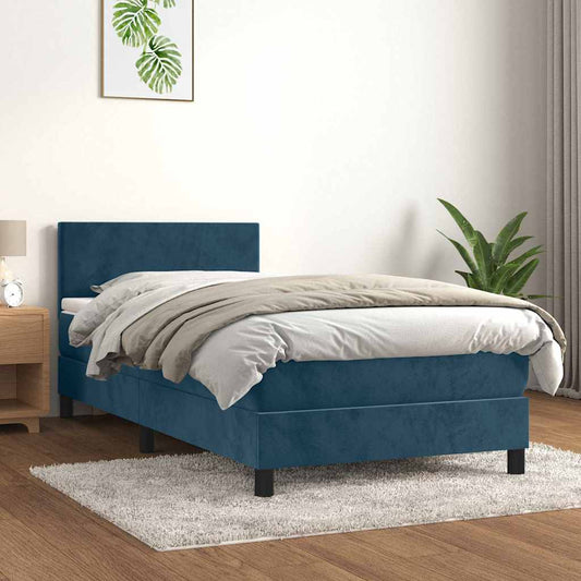 Boxspring met matras fluweel donkerblauw 100x200 cm is nu te koop bij PeponiXL, paradijselijk wonen!