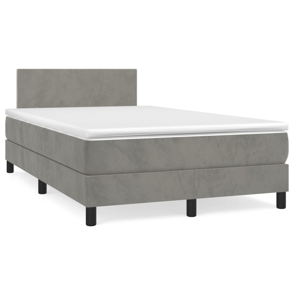 Boxspring met matras fluweel lichtgrijs 120x200 cm is nu te koop bij PeponiXL, paradijselijk wonen!