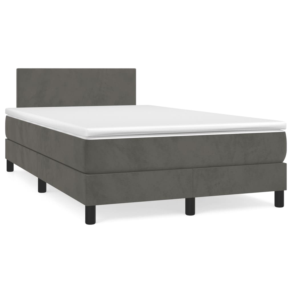 Boxspring met matras fluweel donkergrijs 120x200 cm is nu te koop bij PeponiXL, paradijselijk wonen!