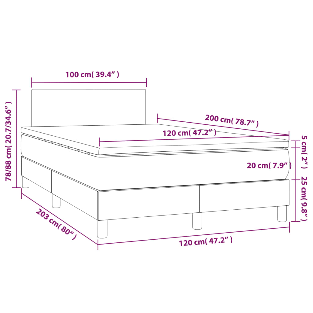 Boxspring met matras fluweel donkergrijs 120x200 cm is nu te koop bij PeponiXL, paradijselijk wonen!