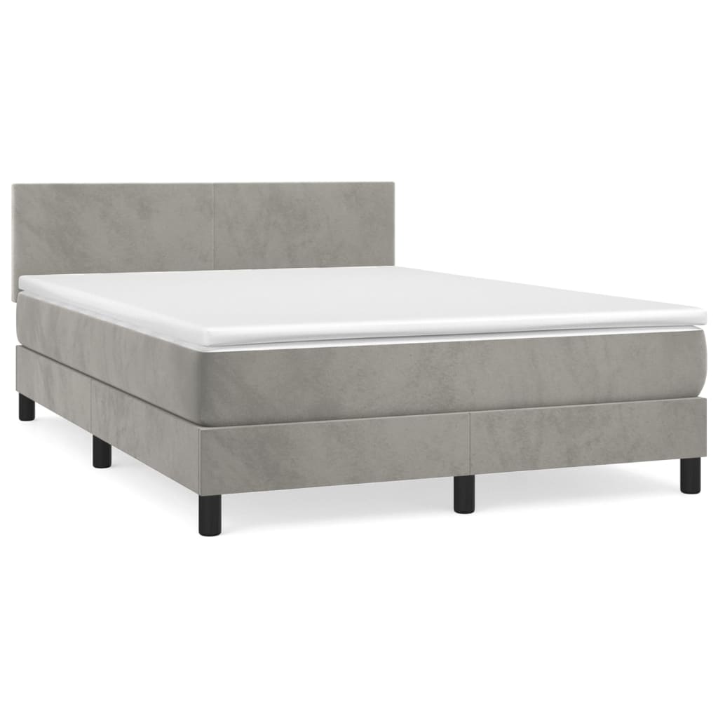 Boxspring met matras fluweel lichtgrijs 140x190 cm is nu te koop bij PeponiXL, paradijselijk wonen!