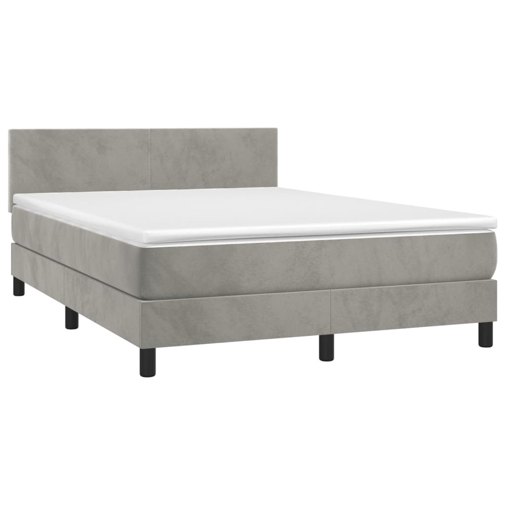 Boxspring met matras fluweel lichtgrijs 140x190 cm is nu te koop bij PeponiXL, paradijselijk wonen!