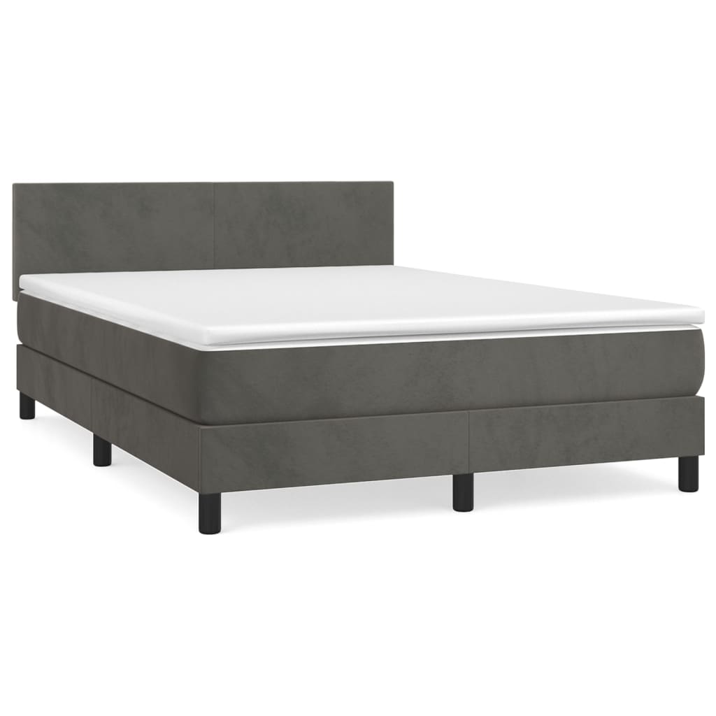 Boxspring met matras fluweel donkergrijs 140x190 cm is nu te koop bij PeponiXL, paradijselijk wonen!