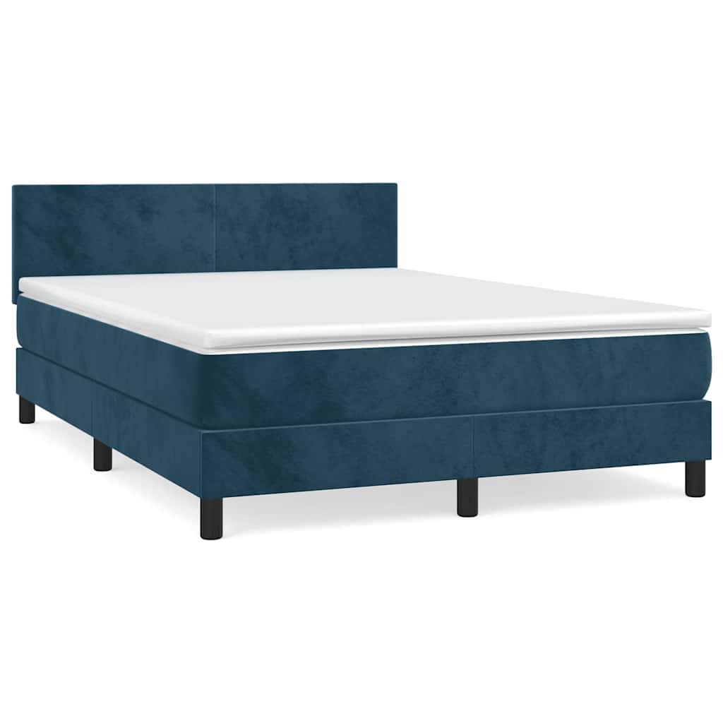 Boxspring met matras fluweel donkerblauw 140x190 cm is nu te koop bij PeponiXL, paradijselijk wonen!