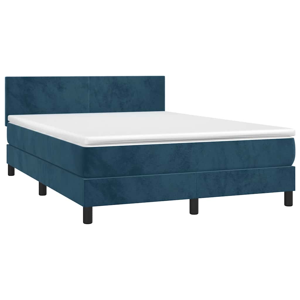 Boxspring met matras fluweel donkerblauw 140x190 cm is nu te koop bij PeponiXL, paradijselijk wonen!