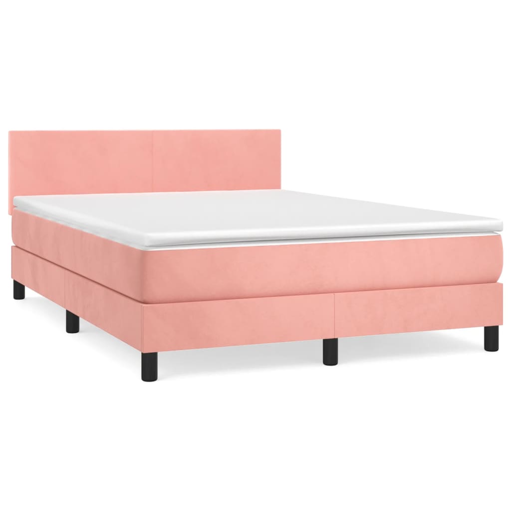 Boxspring met matras fluweel roze 140x190 cm is nu te koop bij PeponiXL, paradijselijk wonen!