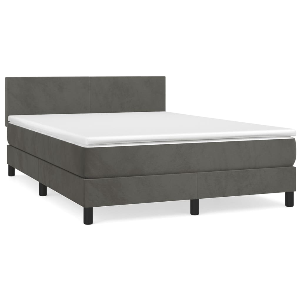 Boxspring met matras fluweel donkergrijs 140x200 cm is nu te koop bij PeponiXL, paradijselijk wonen!