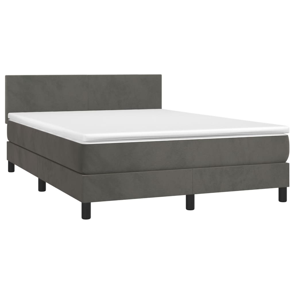 Boxspring met matras fluweel donkergrijs 140x200 cm is nu te koop bij PeponiXL, paradijselijk wonen!
