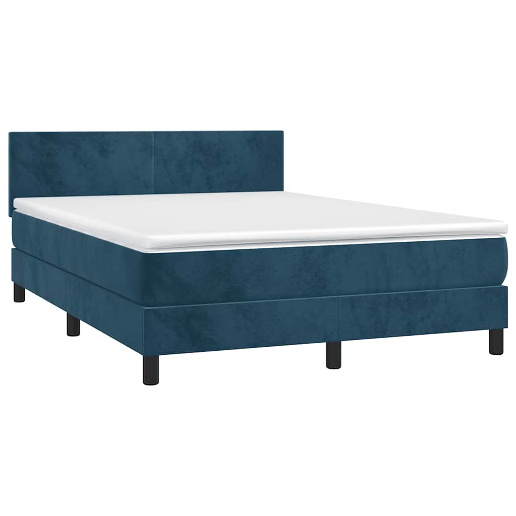 Boxspring met matras fluweel donkerblauw 140x200 cm is nu te koop bij PeponiXL, paradijselijk wonen!