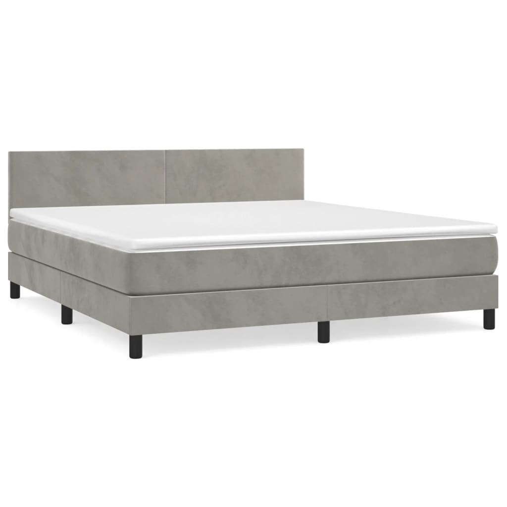 Boxspring met matras fluweel lichtgrijs 160x200 cm is nu te koop bij PeponiXL, paradijselijk wonen!
