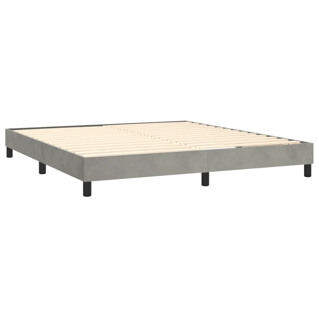 Boxspring met matras fluweel lichtgrijs 160x200 cm is nu te koop bij PeponiXL, paradijselijk wonen!