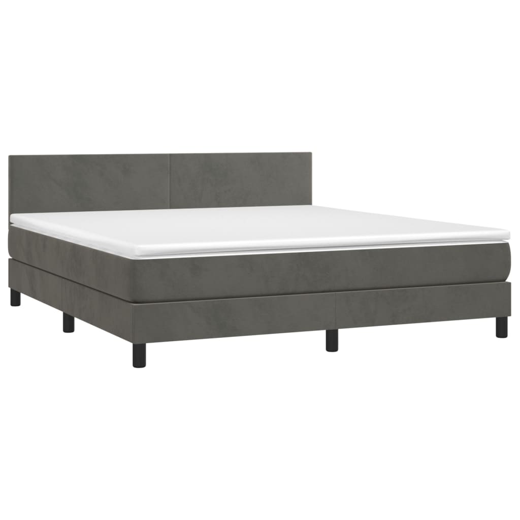 Boxspring met matras fluweel donkergrijs 160x200 cm is nu te koop bij PeponiXL, paradijselijk wonen!