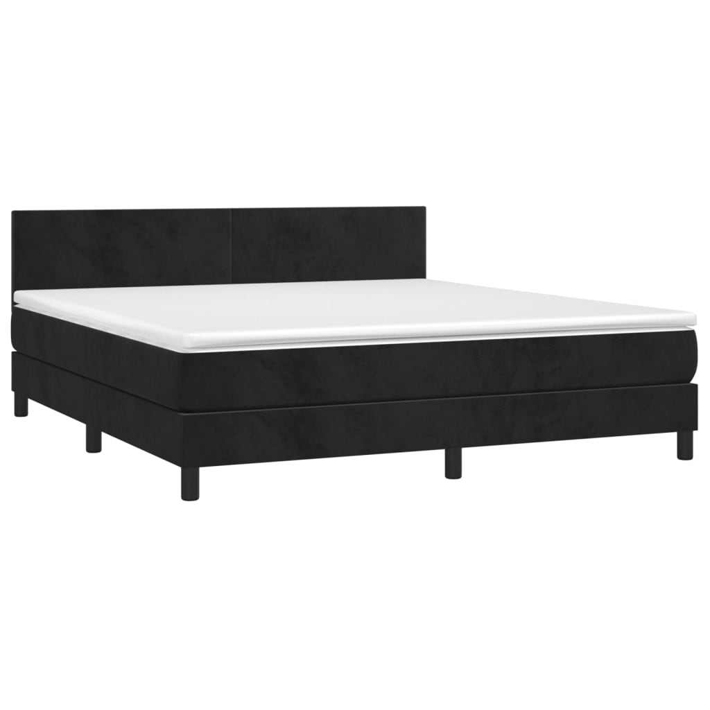 Boxspring met matras fluweel zwart 160x200 cm is nu te koop bij PeponiXL, paradijselijk wonen!