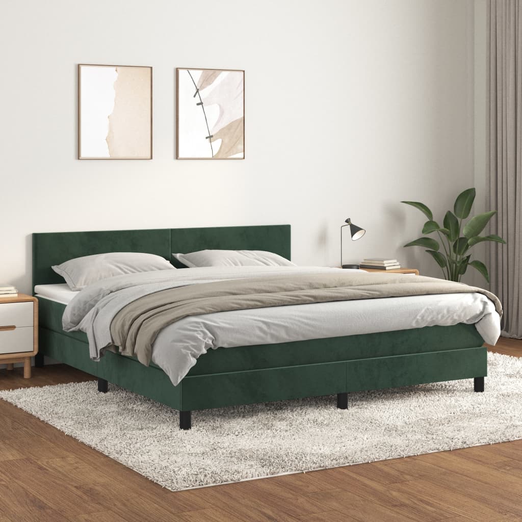 Boxspring met matras fluweel donkergroen 160x200 cm is nu te koop bij PeponiXL, paradijselijk wonen!