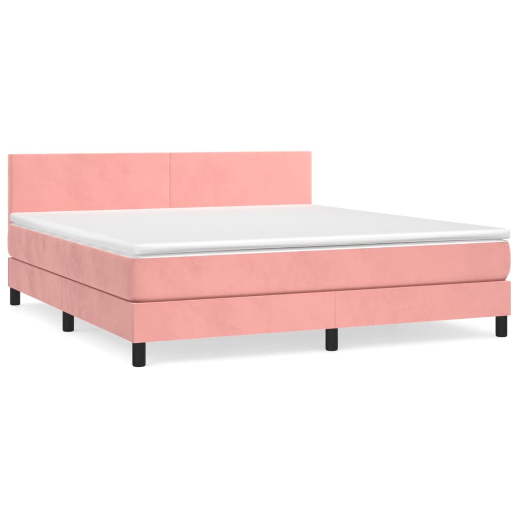Boxspring met matras fluweel roze 160x200 cm is nu te koop bij PeponiXL, paradijselijk wonen!