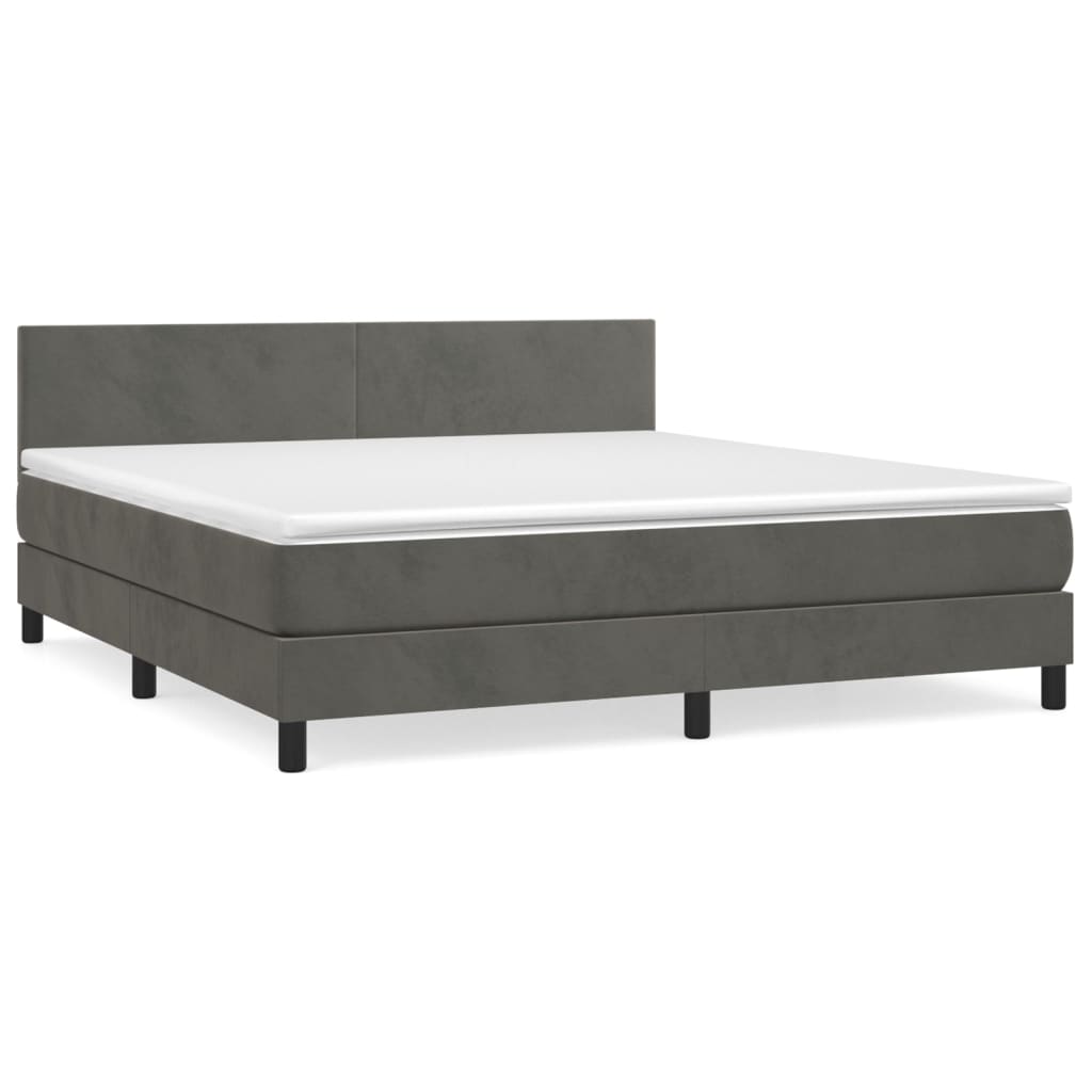 Boxspring met matras fluweel donkergrijs 180x200 cm is nu te koop bij PeponiXL, paradijselijk wonen!