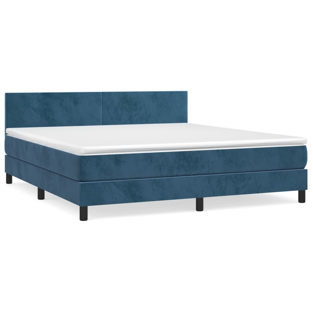 Boxspring met matras fluweel donkerblauw 180x200 cm is nu te koop bij PeponiXL, paradijselijk wonen!