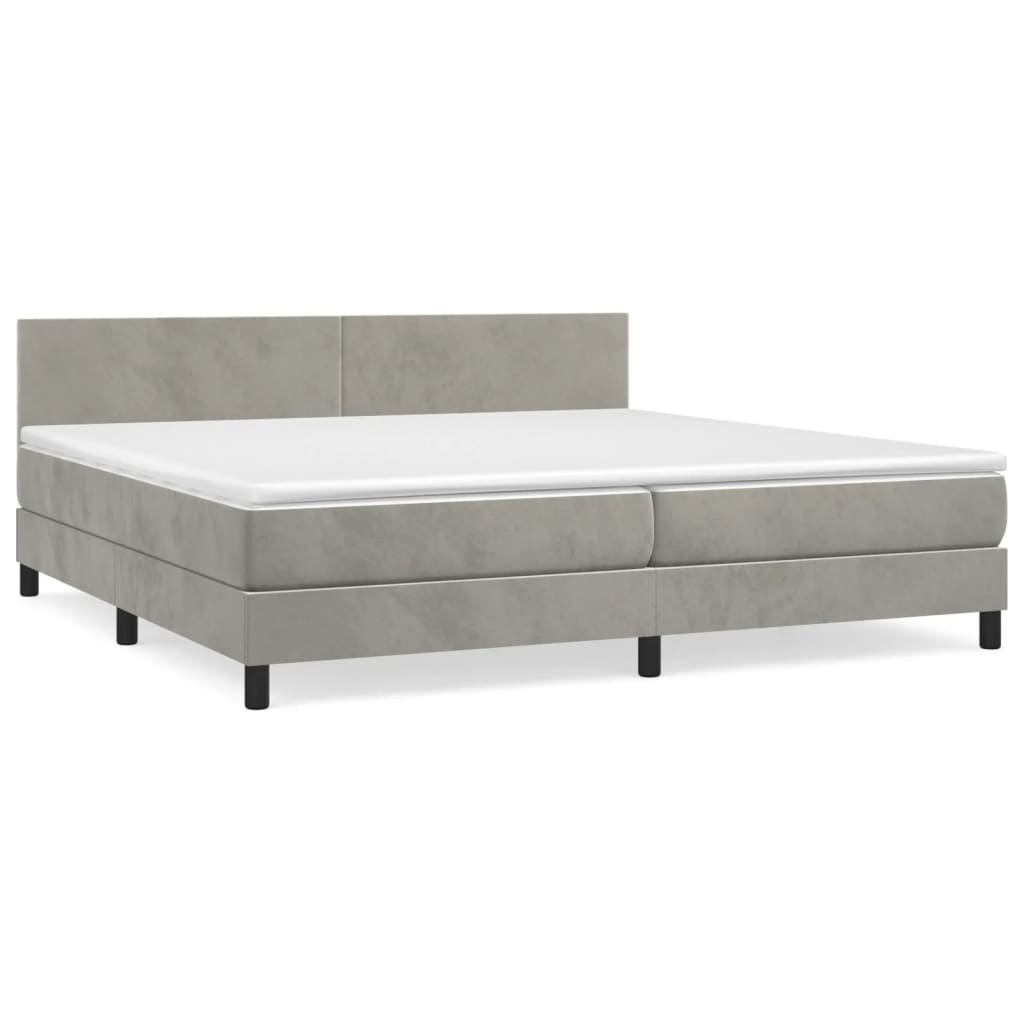 Boxspring met matras fluweel lichtgrijs 200x200 cm is nu te koop bij PeponiXL, paradijselijk wonen!