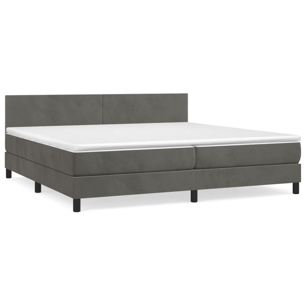 Boxspring met matras fluweel donkergrijs 200x200 cm is nu te koop bij PeponiXL, paradijselijk wonen!