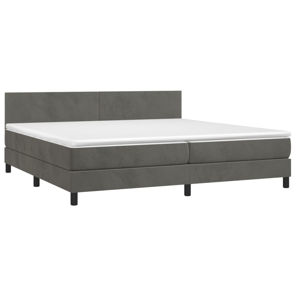 Boxspring met matras fluweel donkergrijs 200x200 cm is nu te koop bij PeponiXL, paradijselijk wonen!