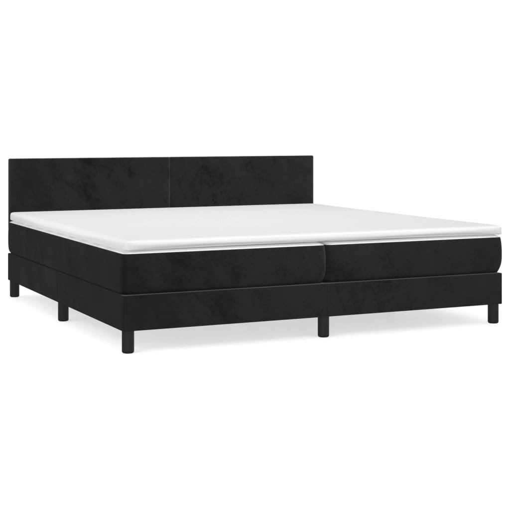 Boxspring met matras fluweel zwart 200x200 cm is nu te koop bij PeponiXL, paradijselijk wonen!
