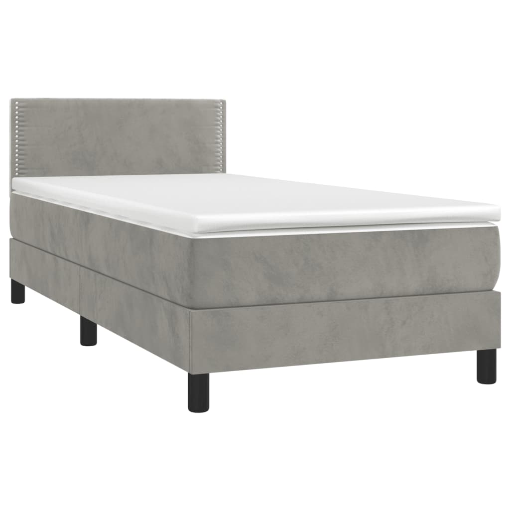 Boxspring met matras fluweel lichtgrijs 80x200 cm is nu te koop bij PeponiXL, paradijselijk wonen!