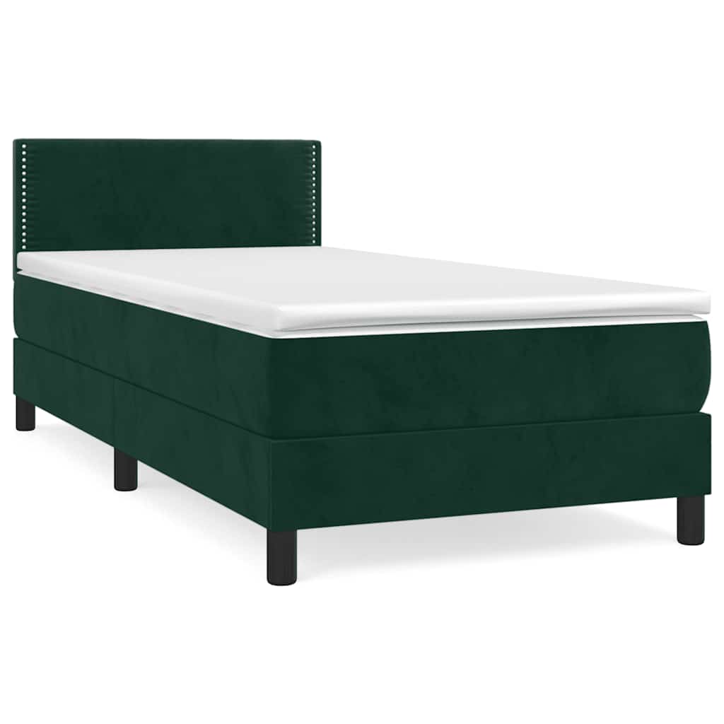 Boxspring met matras fluweel donkergroen 80x200 cm is nu te koop bij PeponiXL, paradijselijk wonen!