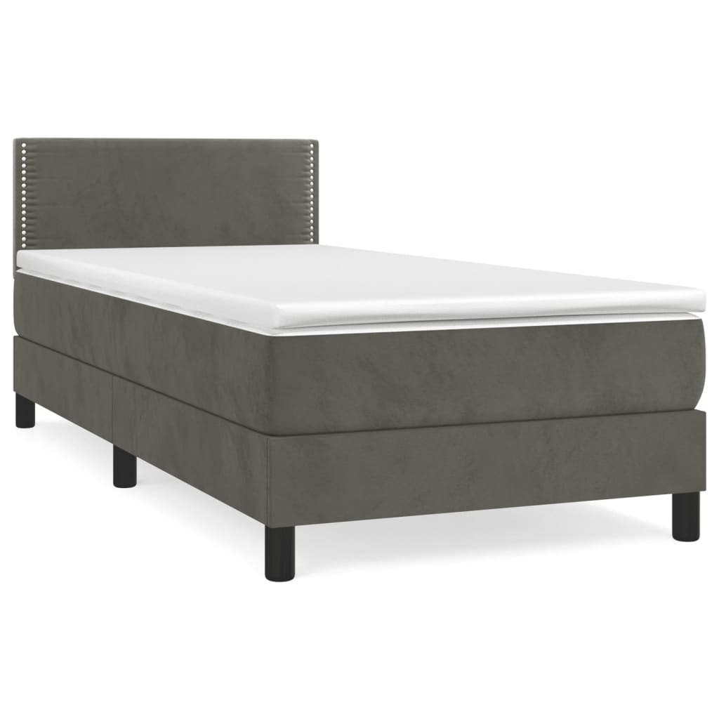 Boxspring met matras fluweel donkergrijs 90x190 cm is nu te koop bij PeponiXL, paradijselijk wonen!