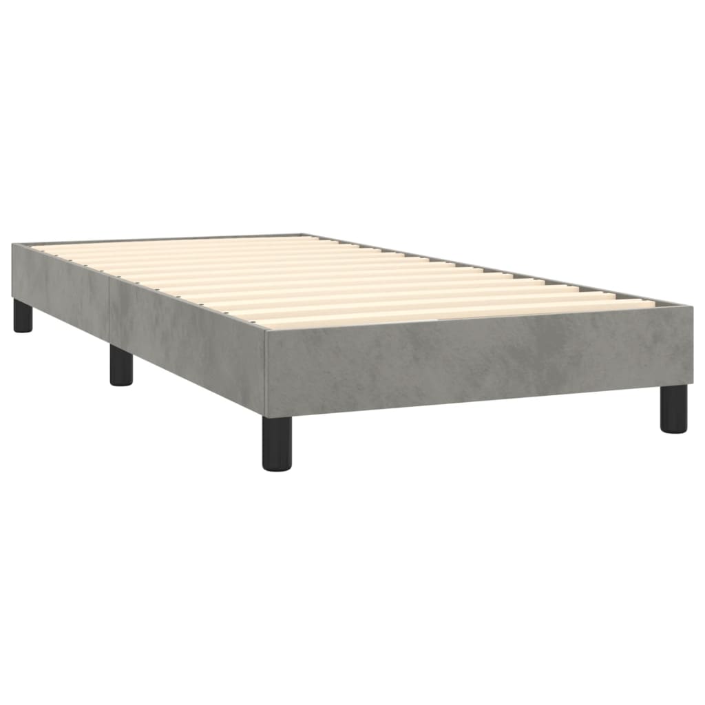 Boxspring met matras fluweel lichtgrijs 90x200 cm is nu te koop bij PeponiXL, paradijselijk wonen!