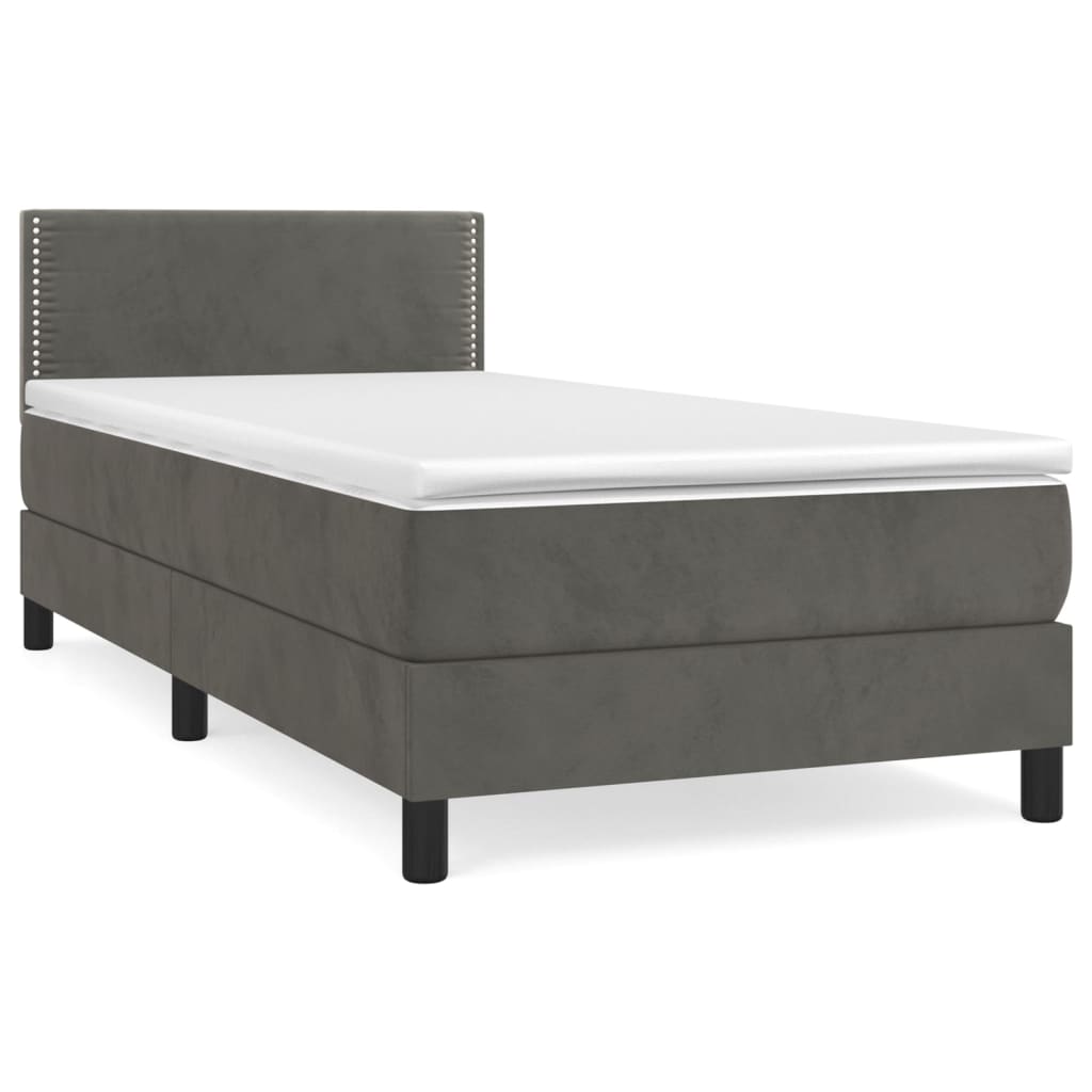 Boxspring met matras fluweel donkergrijs 100x200 cm is nu te koop bij PeponiXL, paradijselijk wonen!