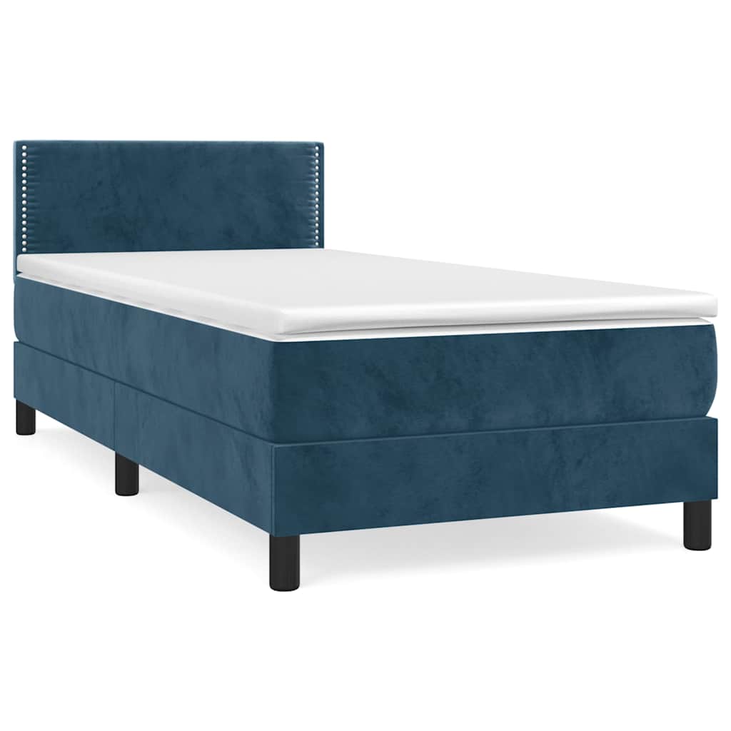 Boxspring met matras fluweel donkerblauw 100x200 cm is nu te koop bij PeponiXL, paradijselijk wonen!