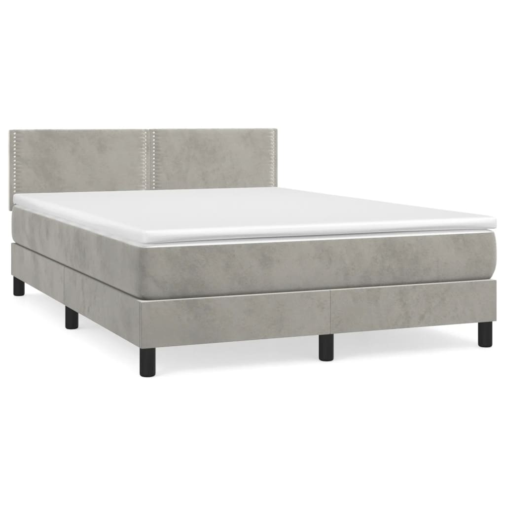Boxspring met matras fluweel lichtgrijs 140x200 cm is nu te koop bij PeponiXL, paradijselijk wonen!