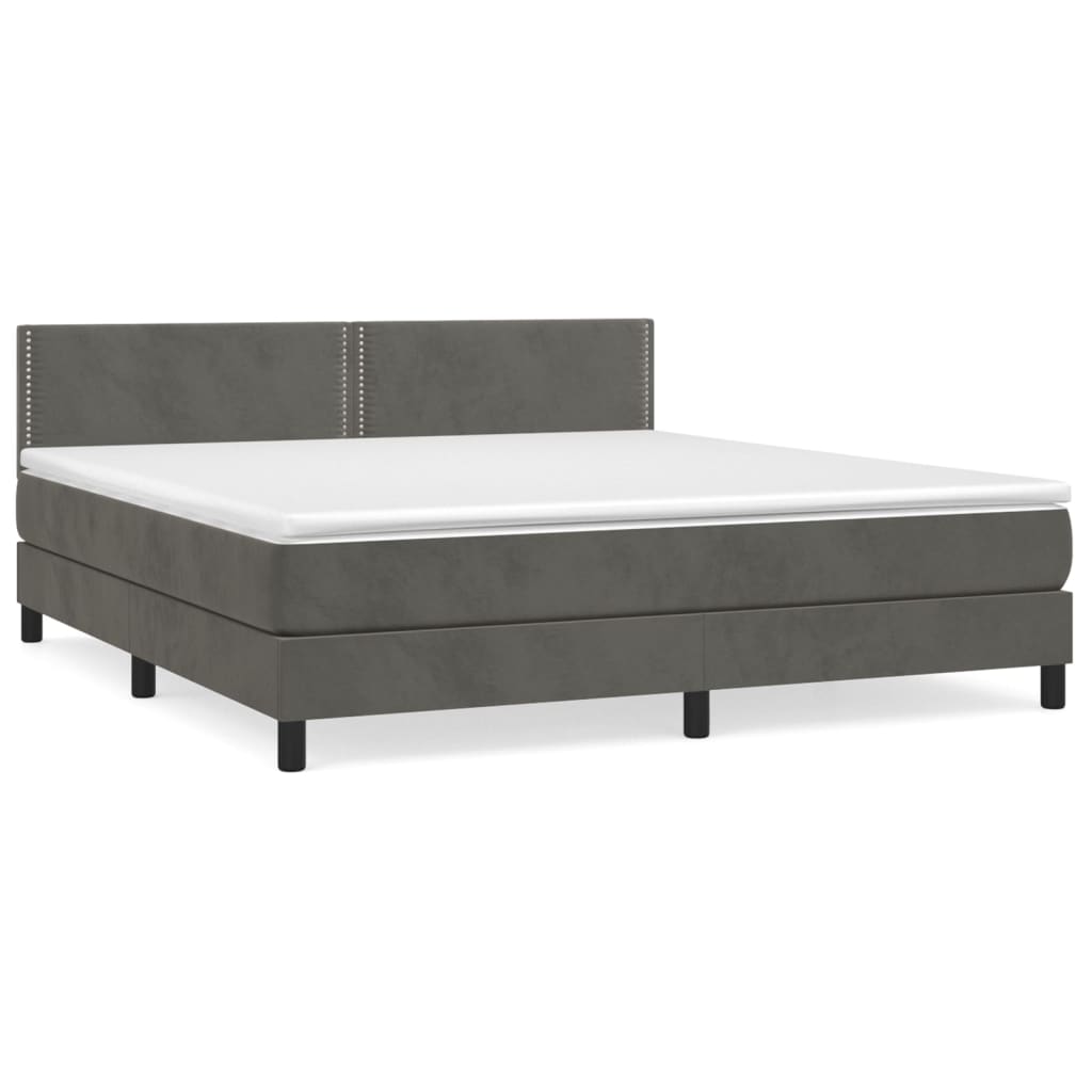 Boxspring met matras fluweel donkergrijs 160x200 cm is nu te koop bij PeponiXL, paradijselijk wonen!