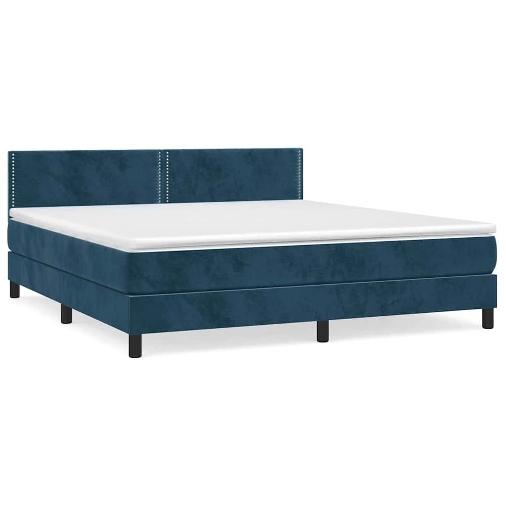 Boxspring met matras fluweel donkerblauw 160x200 cm is nu te koop bij PeponiXL, paradijselijk wonen!