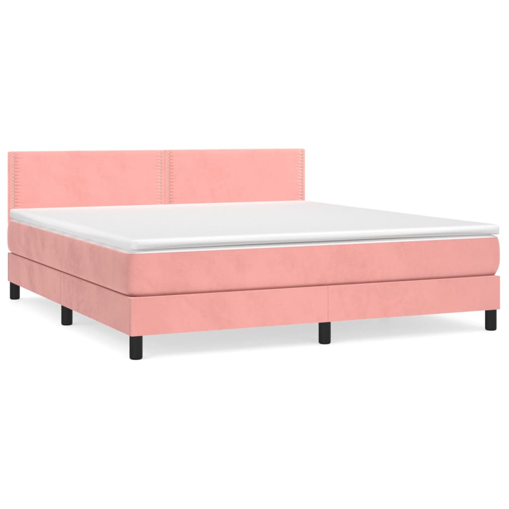 Boxspring met matras fluweel roze 160x200 cm is nu te koop bij PeponiXL, paradijselijk wonen!