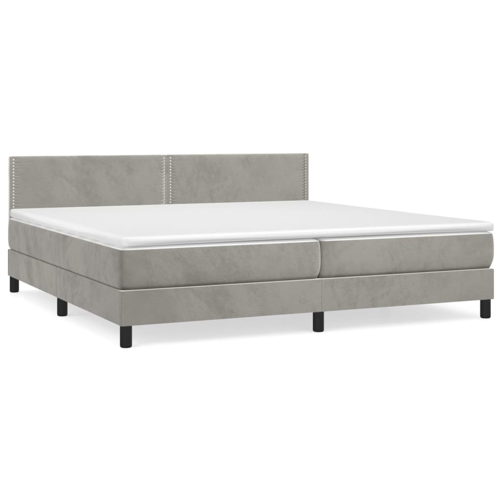 Boxspring met matras fluweel lichtgrijs 200x200 cm is nu te koop bij PeponiXL, paradijselijk wonen!