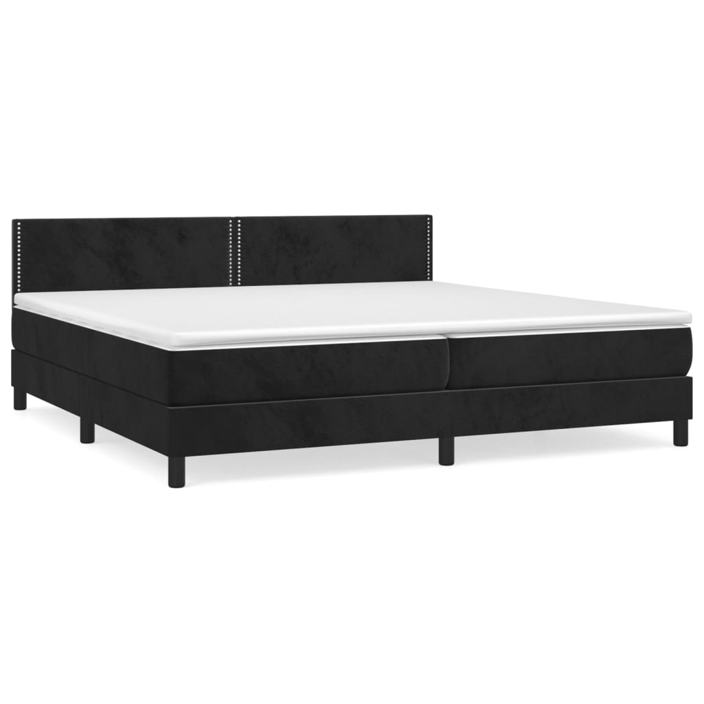 Boxspring met matras fluweel zwart 200x200 cm is nu te koop bij PeponiXL, paradijselijk wonen!