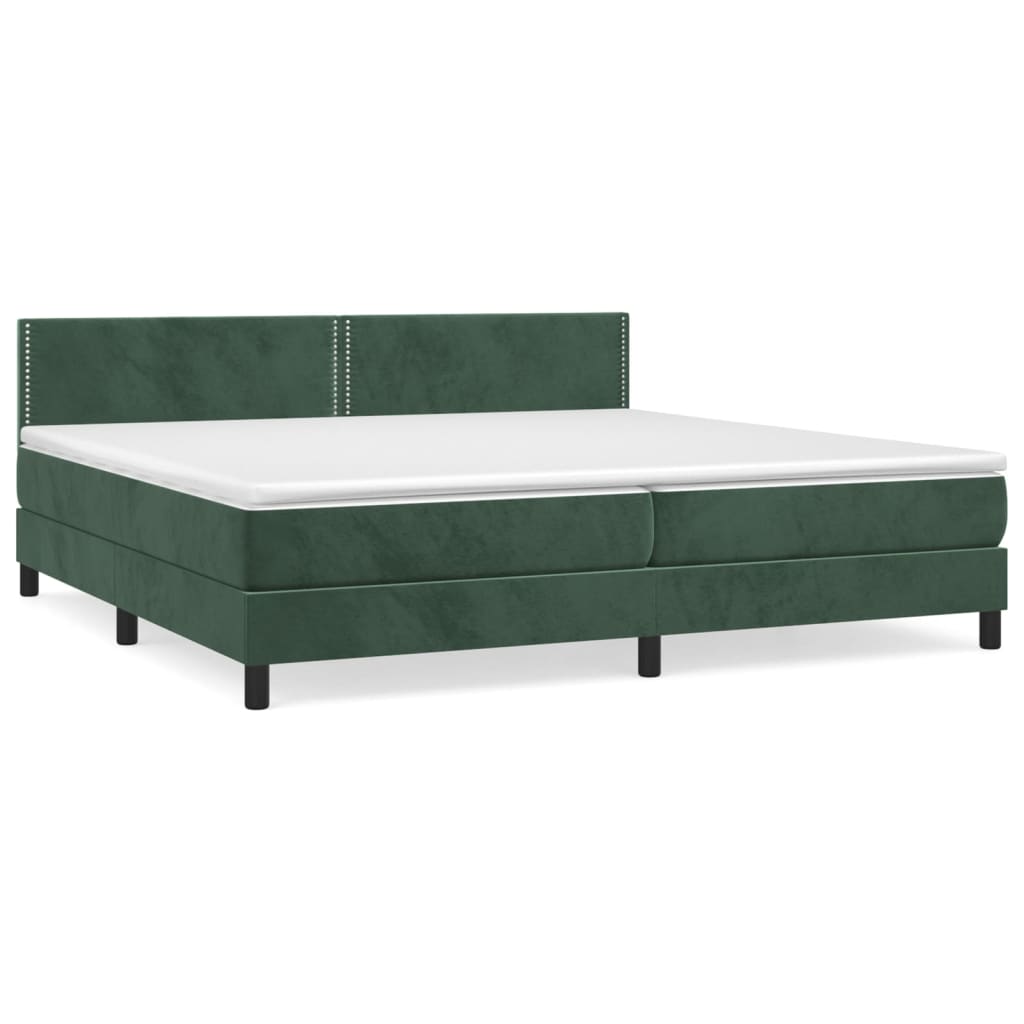 Boxspring met matras fluweel donkergroen 200x200 cm is nu te koop bij PeponiXL, paradijselijk wonen!