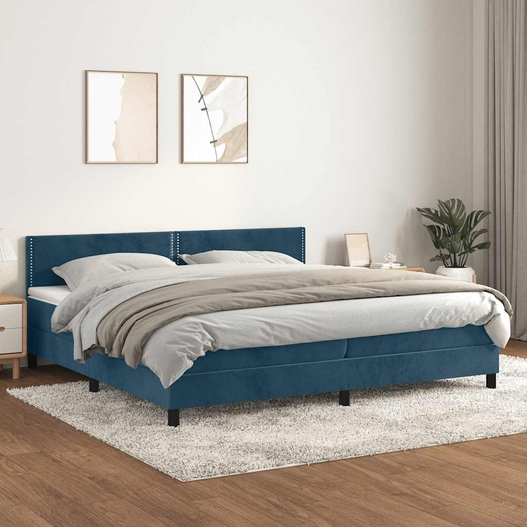 Boxspring met matras fluweel donkerblauw 200x200 cm is nu te koop bij PeponiXL, paradijselijk wonen!