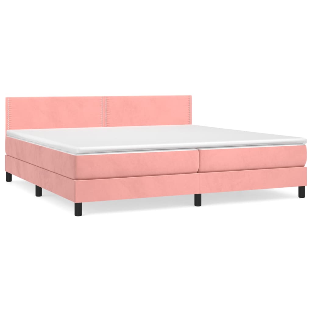 Boxspring met matras fluweel roze 200x200 cm is nu te koop bij PeponiXL, paradijselijk wonen!
